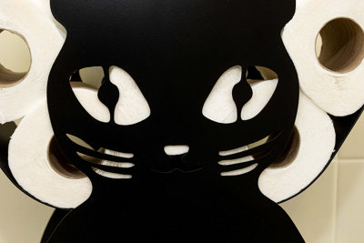 Black Cat Metal Toilet Roll Holder - 7