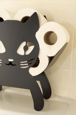 Black Cat Metal Toilet Roll Holder - 8
