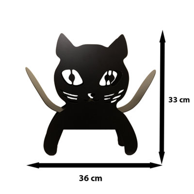 Black Cat Metal Toilet Roll Holder - 9