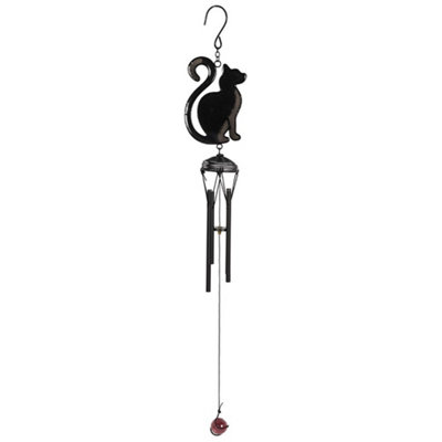 Black Cat Profile Metal Windchime 7 x 4 x 40cm