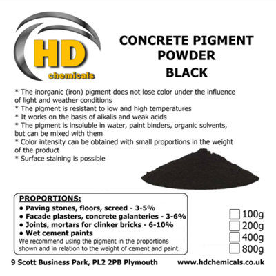 BLACK Cement Concrete Pigment Powder Dye 200g