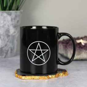 Black Ceramic Mug With a Pentagram Design (500ml)