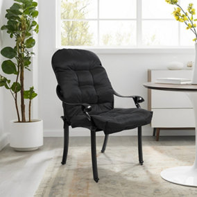 Black Chair Cushion Waterproof Durability High Back Swing Seat Cushion Patio Seat Pads 110cm L x 48cm W