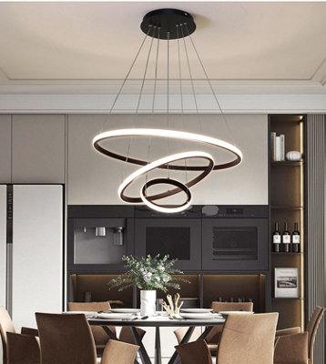 Black Chandelier LED Circle Modern Luxury  Rings (20+40+60cm) Pendant Light