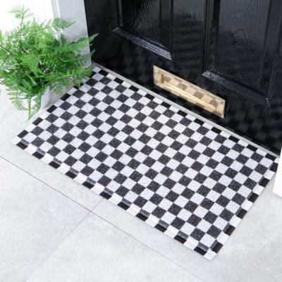 Black Check Doormat (70 x 40cm) DIY at B&Q