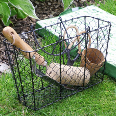 Black Chicken Wire Outdoor Garden Storage Tools Basket