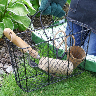 Black Chicken Wire Outdoor Garden Storage Tools Basket
