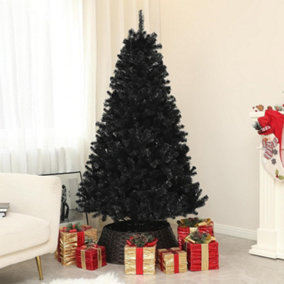 Black Christmas Tree 6ft Tree Artificial Pine Tree Holiday Decoration with Xmas Tree w/ 800 Branch Tips