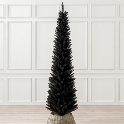 Goplus Black Pencil Christmas Tree, Pre-lit Artificial