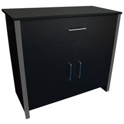 Black / Chrome Chipboard 0 door 0 drawer Sideboard (H)740mm (W)910mm (D)420mm