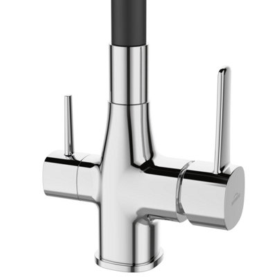 Black/Chrome Kitchen Tap Standing Sink Faucet Flexible Spout Underdeck Water Filter Set