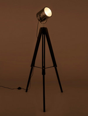 BLACK & CHROME SPOTLIGHT FLOOR LAMP