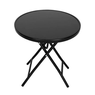 Black Circular Folding 45cm Garden Side Table