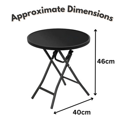 Black Circular Folding 45cm Garden Side Table