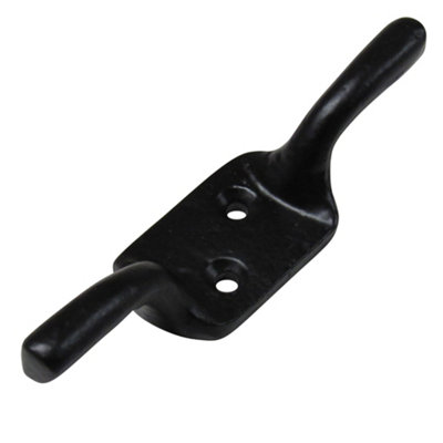 Black Cleat Hooks 4" X2 (Washing Line Blind Cord Tie Back Trailer Rope)