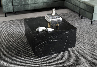 Black Coffee Table Black Marble Effect Lift Top Storage Square Side Table Moon
