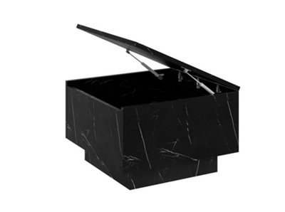 Black Coffee Table Black Marble Effect Lift Top Storage Square Side Table Moon