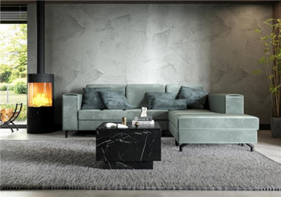 Black Coffee Table Black Marble Effect Lift Top Storage Square Side Table Moon