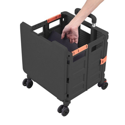 Black Collapsible Rolling Protable Crate with Magnetic Lid and ...