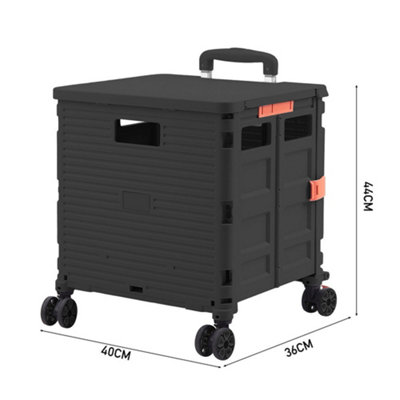 Black Collapsible Rolling Protable Crate with Magnetic Lid and ...