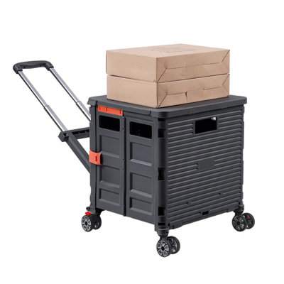 Black Collapsible Rolling Protable Crate with Magnetic Lid and ...
