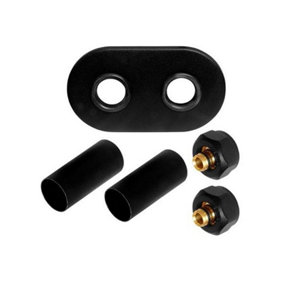 Black Collar +2x Cu Connectors Set Radiator Masking Decorative Heater Cover