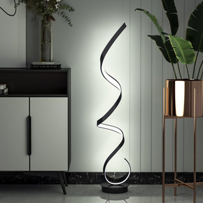 Black Contemporary LED Spiral Floor Lamp Floor Light in White