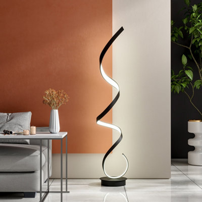 Black Contemporary LED Spiral Floor Lamp Floor Light in White Light Height 131CM
