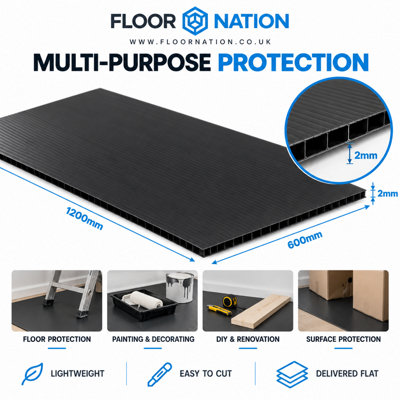 Black Correx Sheets Corrugated Plastic Floor Protector 1200x600mm 2mm ...