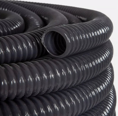 BLACK CORRUGATED FLEXIBLE POND HOSE FISH GARDEN FILTER PUMP MARINE FLEXI PIPE 1 Metre 20mm (0.75inch) - 4