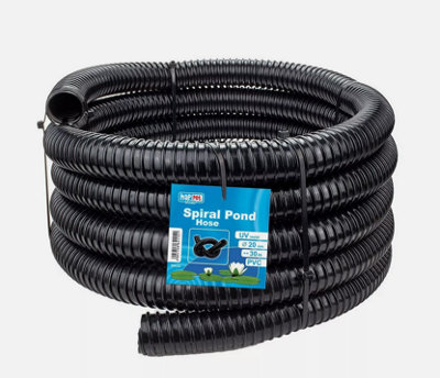 BLACK CORRUGATED FLEXIBLE POND HOSE FISH GARDEN FILTER PUMP MARINE FLEXI PIPE 10 Metres 25mm (1inch)