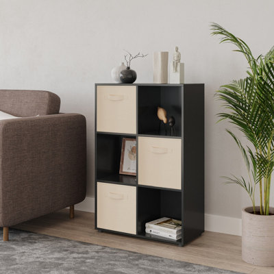 Black, Cream - 6-Cube Shelving Unit With Non Woven Inserts