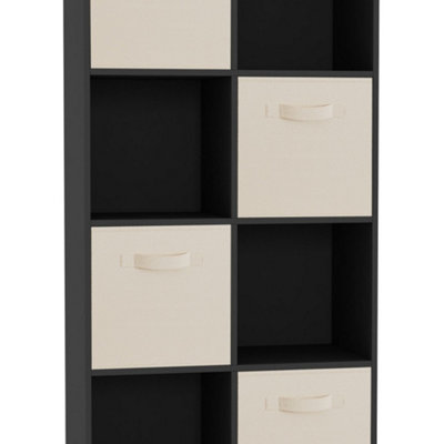 Black, Cream - 8-Cube Shelving Unit With Non Woven Inserts
