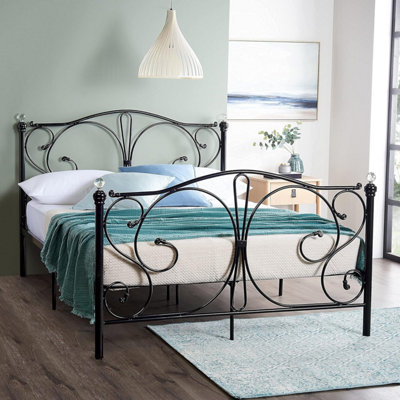 King size black wrought iron deals bed