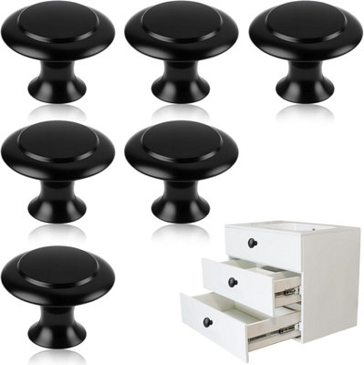 ZAUYX 10 Pack Matte Black Cabinet Knobs 1-1/4 Inch, Jasper Pulls Solid Dresser Knobs Drawer Knobs Kitchen Cabinet Knobs Single Hole Knob For Cabinets And Drawers Round