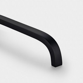 Black Curved Cabinet D Bar Handle - Solid Brass - Hole Centre 128mm - SE Home