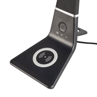Black Curved LED Desk Lamp with Wireless Phone Charger - 4