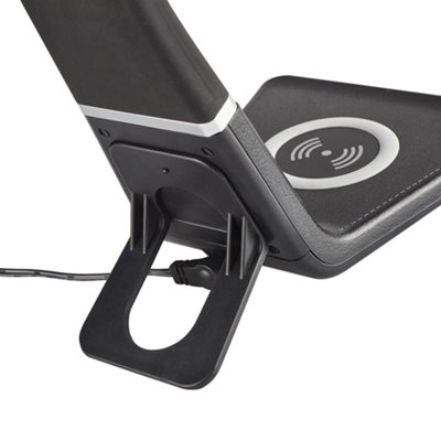 Black Curved LED Desk Lamp with Wireless Phone Charger - 6