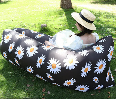 Black Daisy Outdoor Camping Foldable Portable Lazy Inflatable Sofa