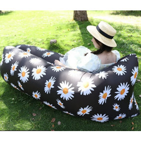Black Daisy Outdoor Camping Foldable Portable Lazy Inflatable Sofa