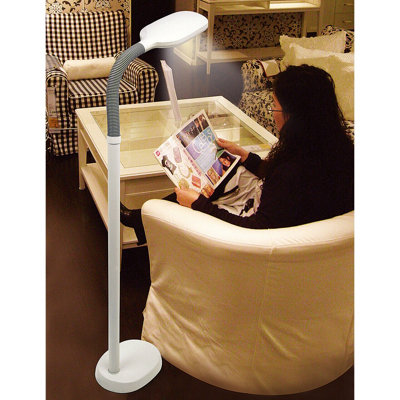 Black Daylight Floor Lamp - Floodlight Effect Light with Flexible Arm for Reading, Hobbies & Close Work - H122 x W20 x D27cm