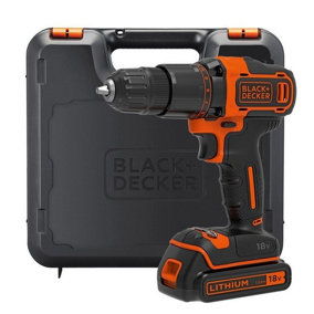 Black & Decker 18V Volt Cordless Combi Hammer Drill Lithium Ion Battery and Case