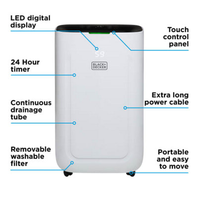 Black + Decker - 20 Litre Dehumidifier - 8