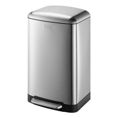 20L Grey Slimline Pedal Bin with Soft Close Lid, by BLACK + DECKER