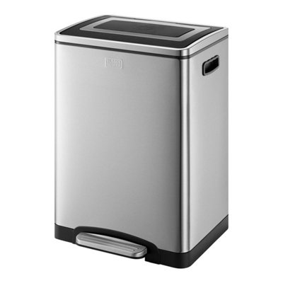 BLACK+DECKER 40L Cool Grey Duo Recycling Bin with Soft Close Lid