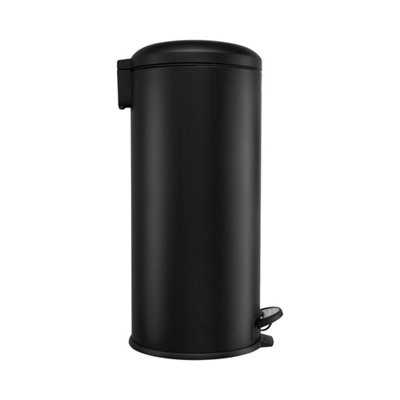 Vintage BROOKLYN Black 30L Kitchen Pedal Bin in Stainless Steel with B –
