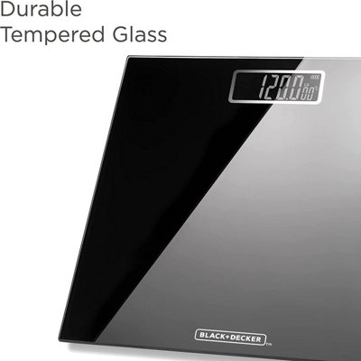BLACK+DECKER BXBS0002GB Digital Bathroom Scale, Tempered Glass, Black