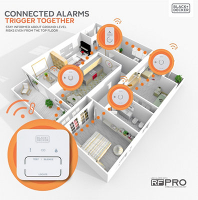 Black + Decker Connected Smoke Alarm. Wirelessly Interlinked. 10