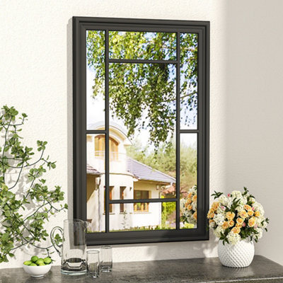 Black Decorative Large Wall Mounted Framed Mirror W 1200mm x H 750mm