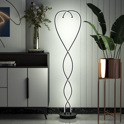 Black Decorative Swirling LED Floor Lamp Floor Light Living Room Standing Light 155CM